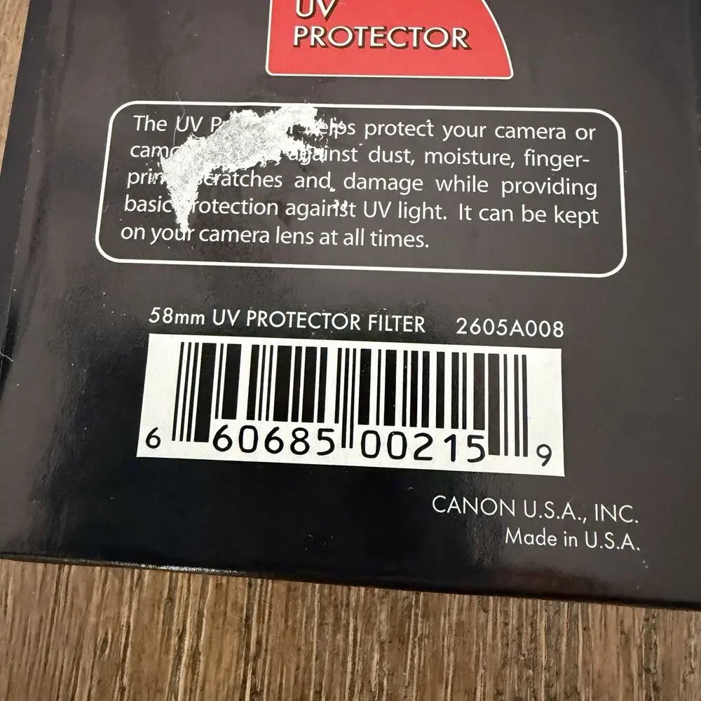 Canon 58mm UV Protector Lens Filter Camera Protection NEW